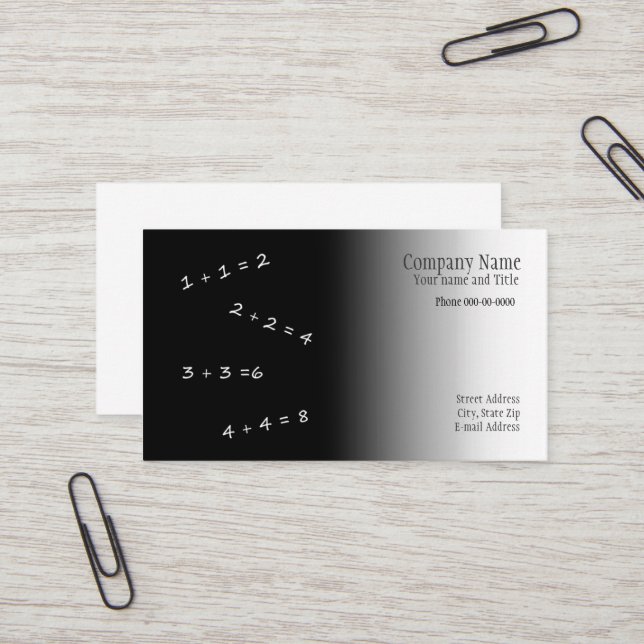 Cartão de visita do professor de matemática (Frente/Verso In Situ)