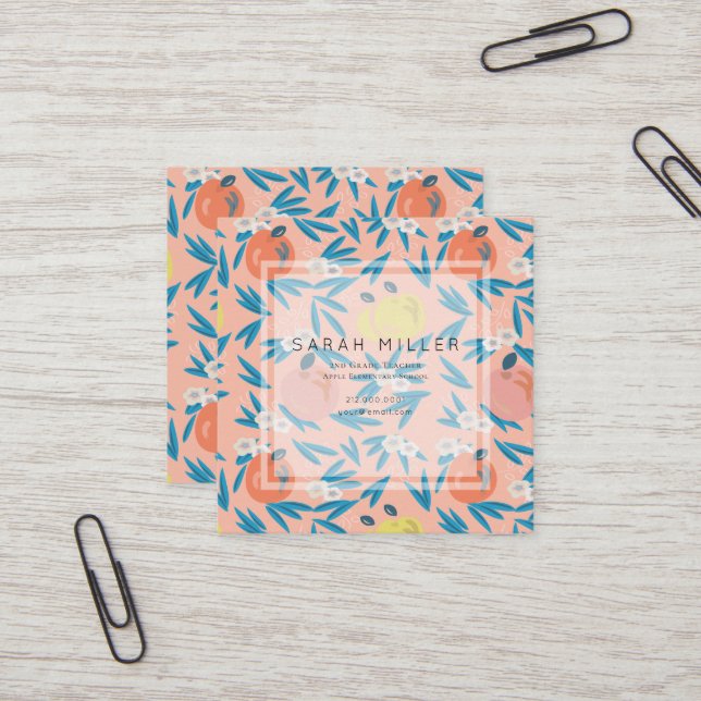 Cartão de visita do Professor de Padrões Florais d (Frente/Verso In Situ)