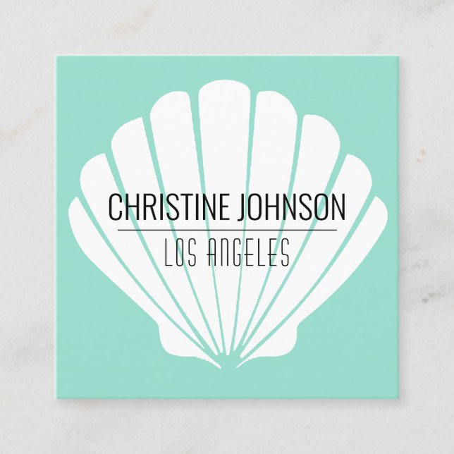 cartão de visita do quadrado aqua seashell (Frente)