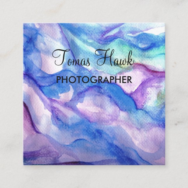 Cartão de visita do quadrado azul artístico person (Frente)