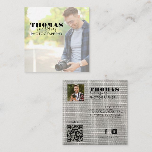 Cartão de visita do Quadrado de Fotos (Frente/Verso)