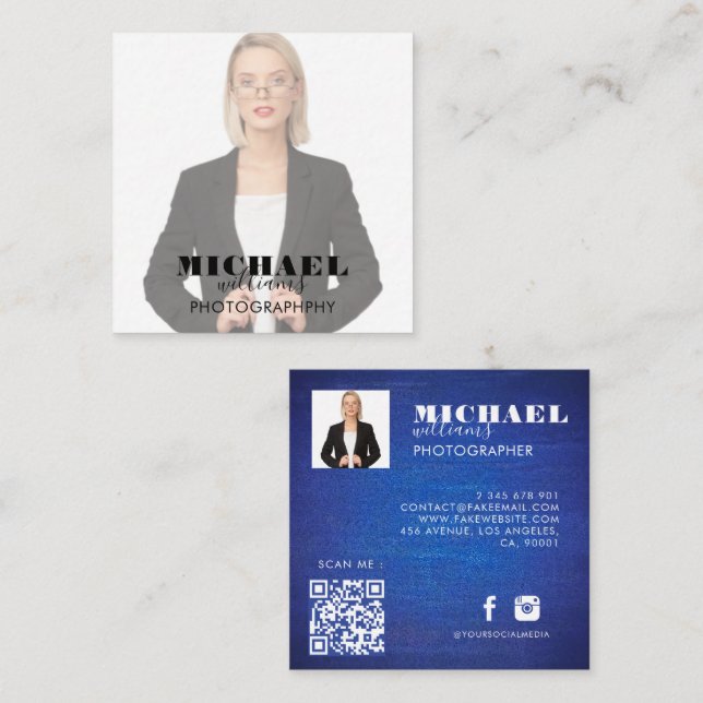 Cartão de visita do Quadrado de Fotos (Frente/Verso)