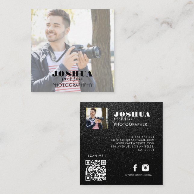 Cartão de visita do Quadrado de Fotos (Frente/Verso)