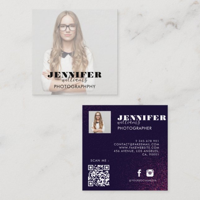 Cartão de visita do Quadrado de Fotos (Frente/Verso)