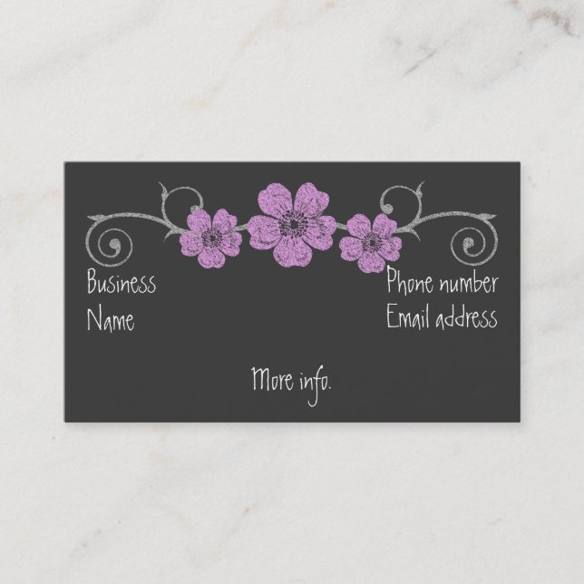 Cartão de visita do quadro-negro de rosas cor-de-r (Frente)