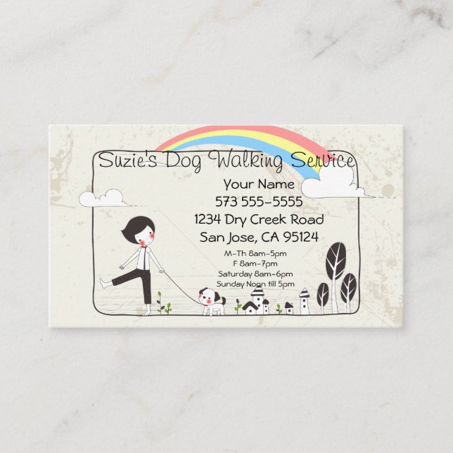 Cartão de visita do Serviço de Caminhada de Cachor (Frente)