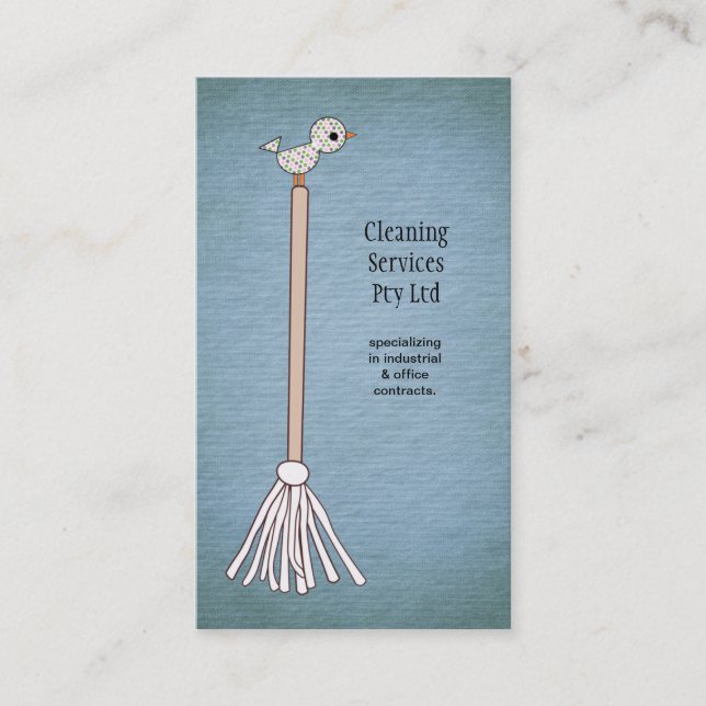 Cartão de visita do Serviço de Limpeza Azul (Frente)
