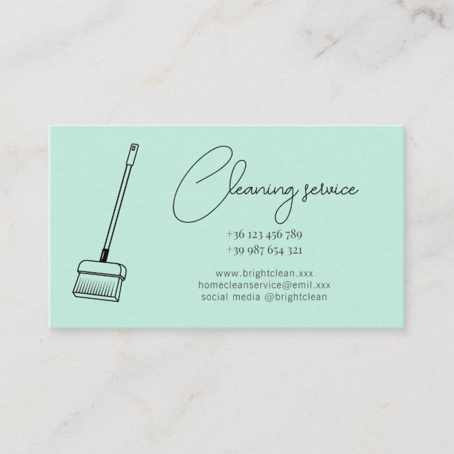 Cartão de visita do Serviço de Limpeza Verde (Frente)