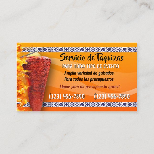 Cartão de visita do Serviço Taco (Frente)