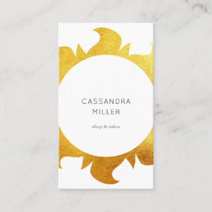 Cartão de visita do sol do ouro do falso
