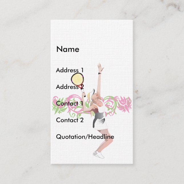 Cartão de visita do tênis (Frente)