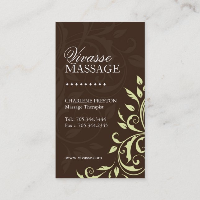 Cartão de visita do terapeuta da massagem (Frente)