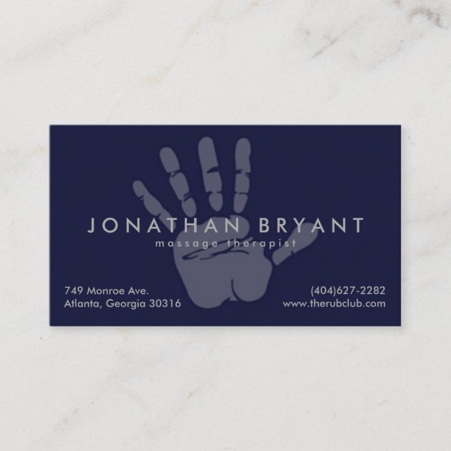 Cartão de visita do terapeuta da massagem dos (Frente)