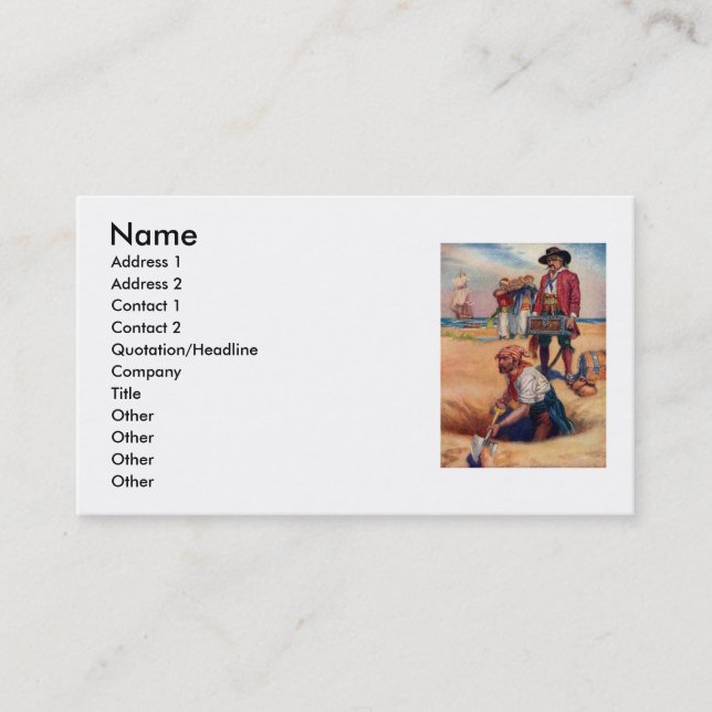 Cartão de visita do tesouro pirata (Frente)