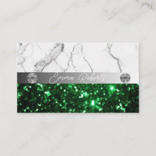 Cartão de visita do treinador Silver Marble Green