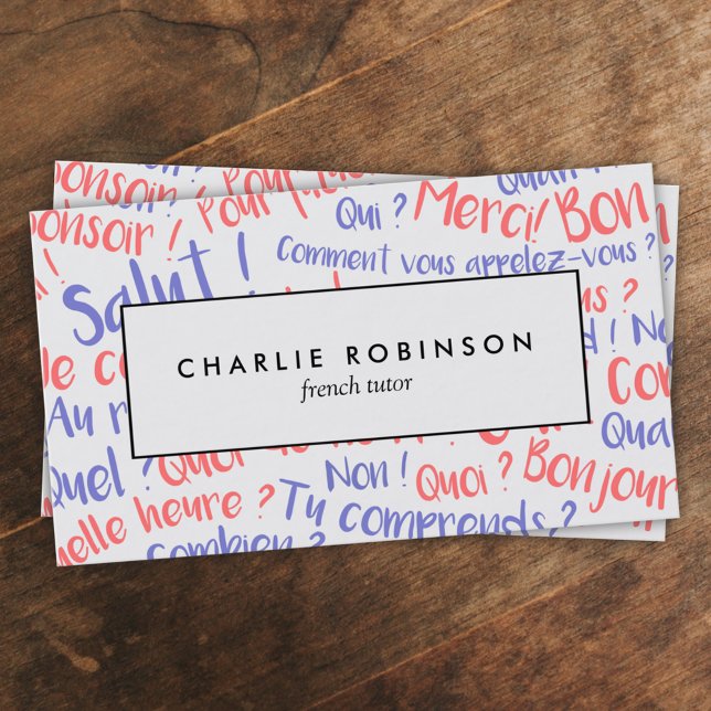 Cartão de visita do tutor francês azul e vermelho (Criador carregado)