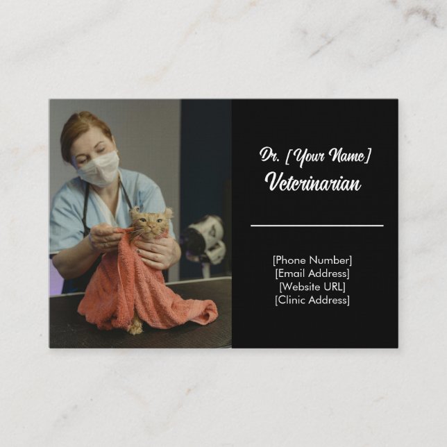 Cartão de visita do veterinário personalizado (Frente)