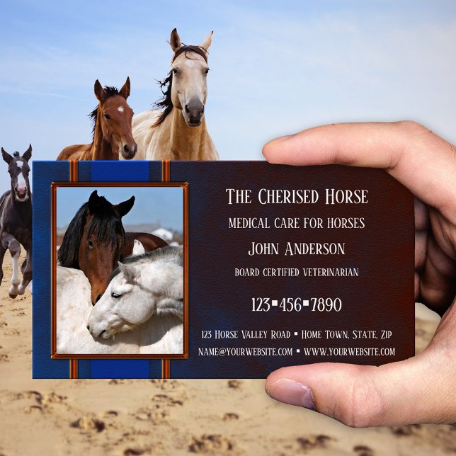 Cartão de visita do veterinário veterinário médico (Business card for anyone working with horses - horse riding - veterinarian - horse trainer - clinic)