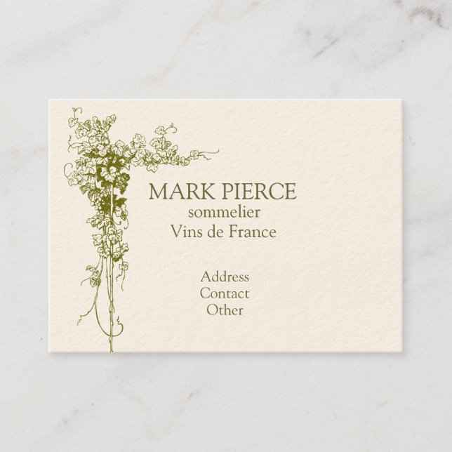 Cartão de visita do vinho (Frente)