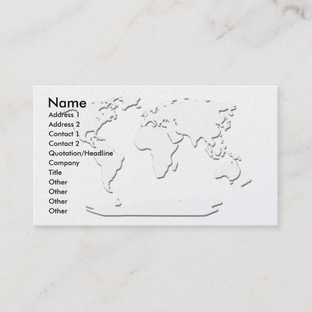 Cartão de visita do World Map Dourado (Frente)