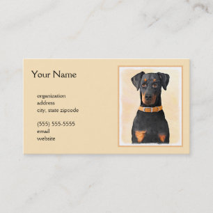 Cartão De Visita Doberman Pinscher Pintura Original Descortada