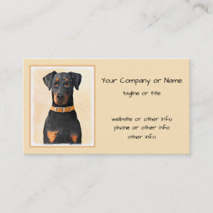 Cartão De Visita Doberman Pinscher Pintura Original Descortada