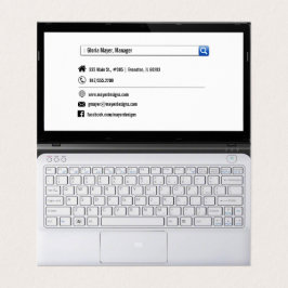 cartão de visita dobrado de tela de laptop de quat