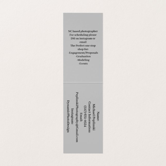 Cartão de Visita Dobrável Dobra Vertical Personali (Interior Desdobrado)