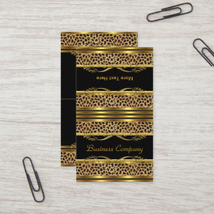 Cartão De Visita Dobre Sobre Classe Dourado Preto Leopardo Impressã