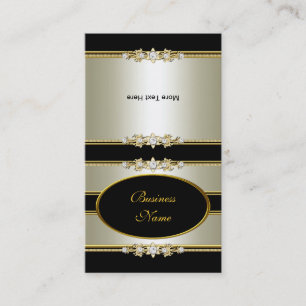 Cartão De Visita Dobre Sobre Elegante Creme Dourado Preto
