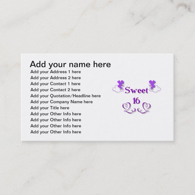 Cartão De Visita Doce 16 (Frente)