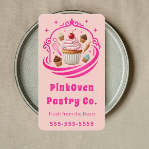 Cartão De Visita Doce Casa de Cupcake Padaria Chef de Pastelaria Mo