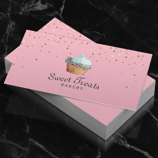 Cartão De Visita Doce Da Padaria cupcake Tratamentos Suaves Confett