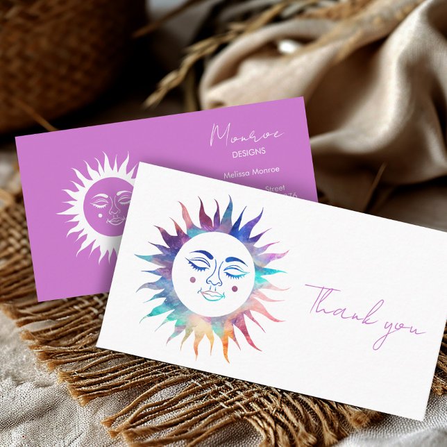 Cartão De Visita Doce Sunshine Rainbow Boho Ícones Sociais Obrigado (Sweet Sunshine Rainbow Boho Social Icons Thank You Business Card
)