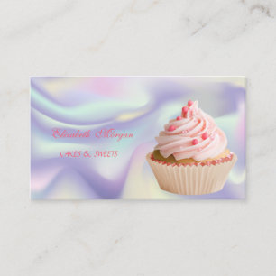 Cartão De Visita Doceria de Cupcake Elegante Fofa e Adorável Hologr