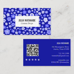 Cartão De Visita Doces Daisies Floral QR Code Social Media Chic