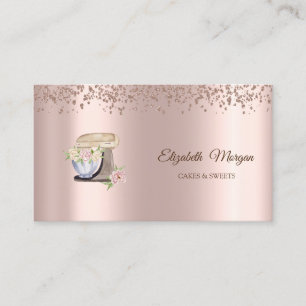 Cartão De Visita Doces em Rosa Dourado, Misturador Floral de Padari