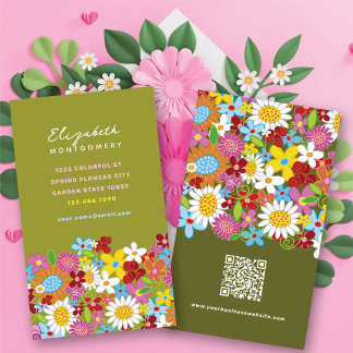 Cartão De Visita Doces Flores Primaveris Caprichosas Jardim Colorid