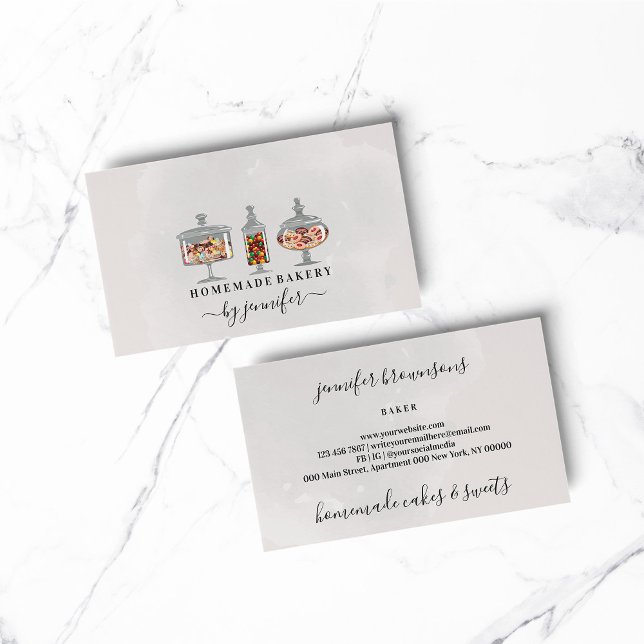 Cartão De Visita Doces Jar Cute Tratam Panificação de Chocolate (BAKERY PASTRY CHEF COOK CAKE event planner business)