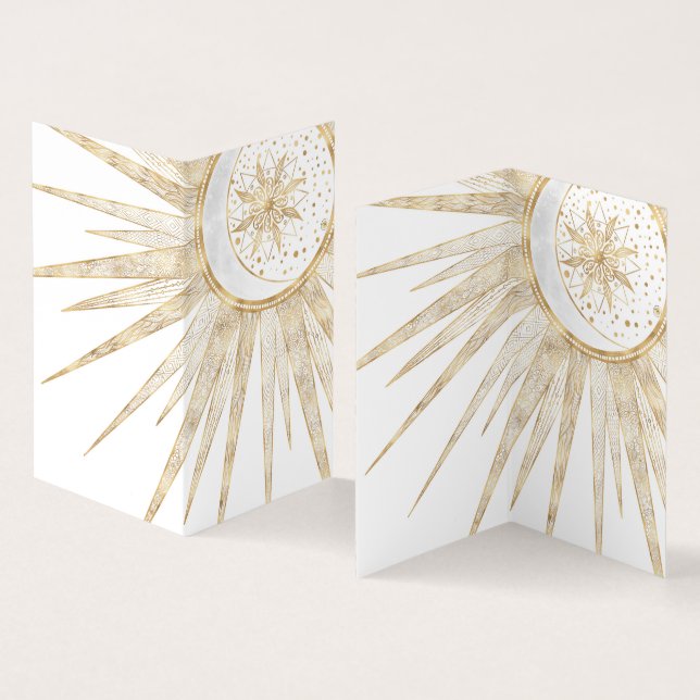 Cartão De Visita Dodles Dourados Elegantes Sun Moon Mandala Design (Interior e exterior)