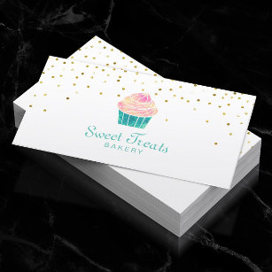 Cartão De Visita Doentes com Doce de Cupcake de padaria Confetti Do