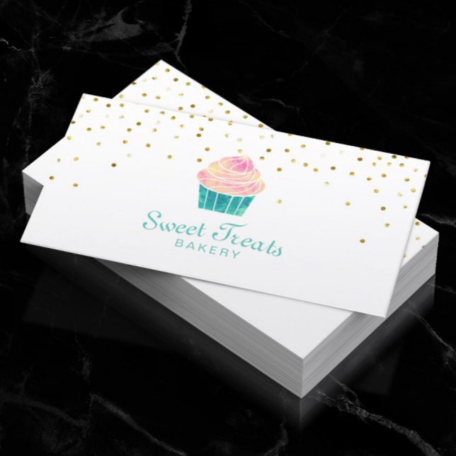 Cartão De Visita Doentes com Doce de Cupcake de padaria Confetti Do (Criador carregado)