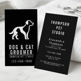 Cartão De Visita Dog And Cat Groomer Modern Bold Professional