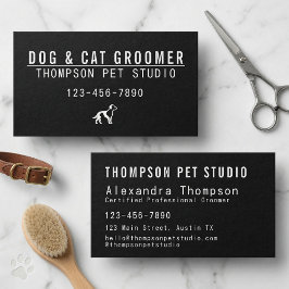 Cartão De Visita Dog And Cat Groomer Modern Bold Professional