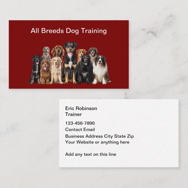 Cartão De Visita Dog Breeder Canine Theme Business Cards (Frente/Verso)