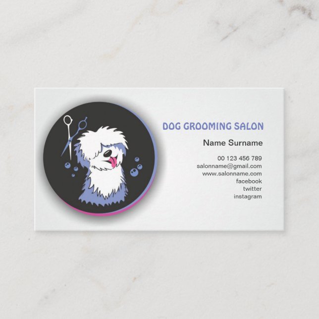 Cartão De Visita Dog & Cat Grooming Business Card. Pet Groomer. (Frente)