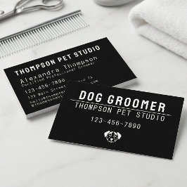 Cartão De Visita Dog Groomer Modern Bold Professional Pet Grooming