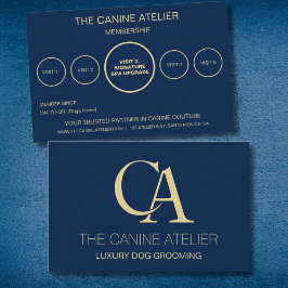 Cartão De Visita Dog Grooming Business Card Atelier Blue & Gold