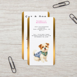 Cartão De Visita Dog Grooming Personalized Gold Elegant Collection