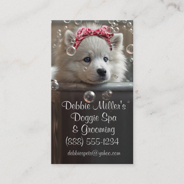 Cartão De Visita Dog Grooming Spa Business Card (Frente)